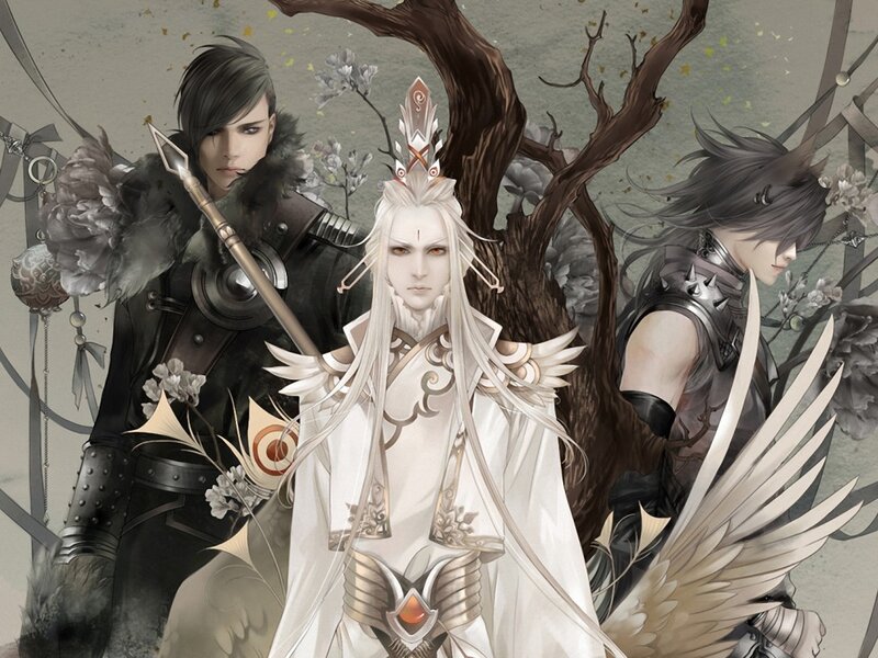 Three Fantasy Warriors — White