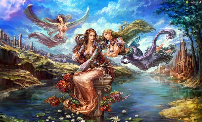 Three Fantasy Women by River