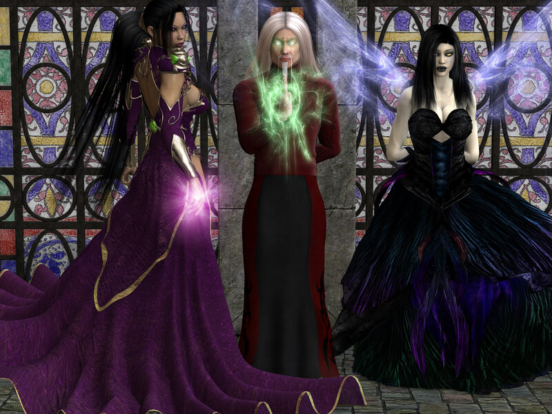 Three fantasy women with magic