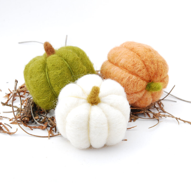 Three Felt Pumpkins