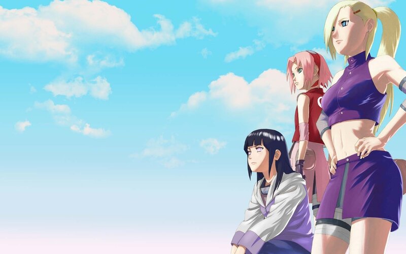 Three Female Characters — Blue, Calm, Afternoon