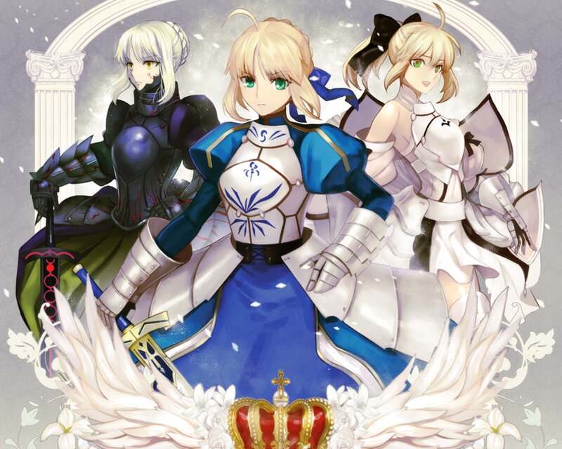 Three Female Characters — Blue, Dramatic, Anime