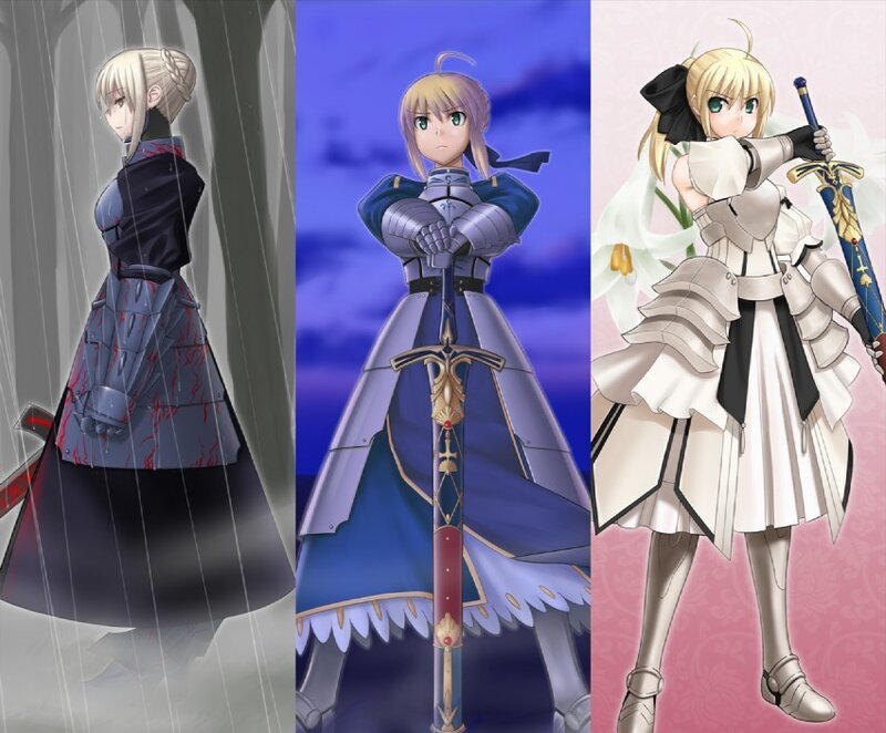 Three Female Characters — Blue, Dramatic