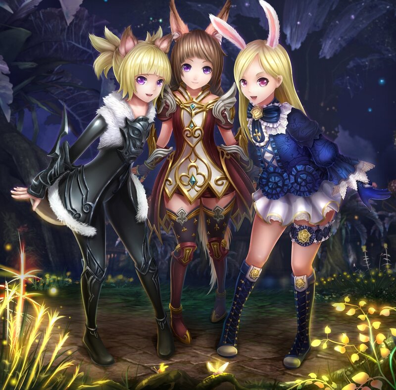 Three Female Characters — Blue, Whimsical