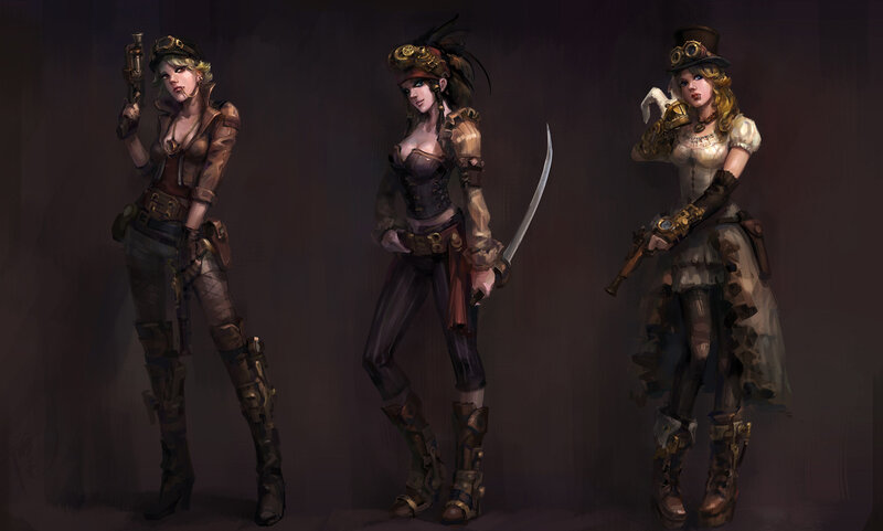 Three Female Characters — Brown, Dramatic