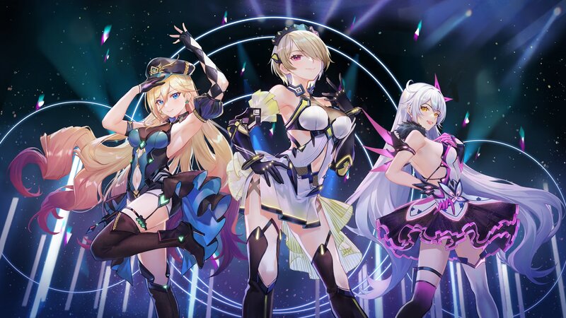 Three Female Characters Dancing — Purple, Dramatic, Night