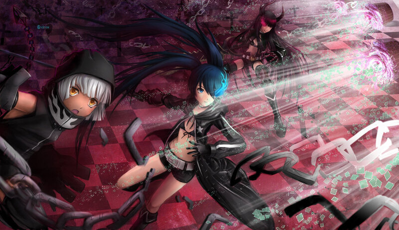 Three Female Characters in Action — Black