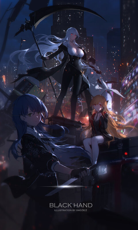 Three Female Characters on Rooftop