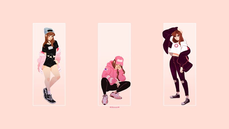 Three Female Characters — Pink, Casual