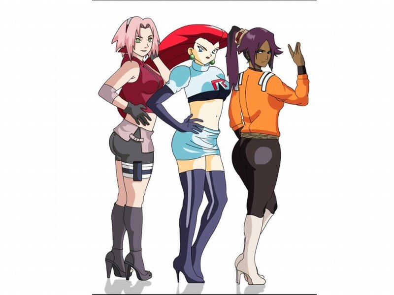 Three Female Characters — Pink