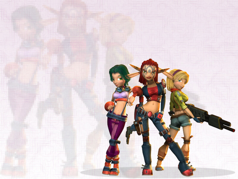 Three Female Characters — Purple, Confident, 3d Render, Weapons