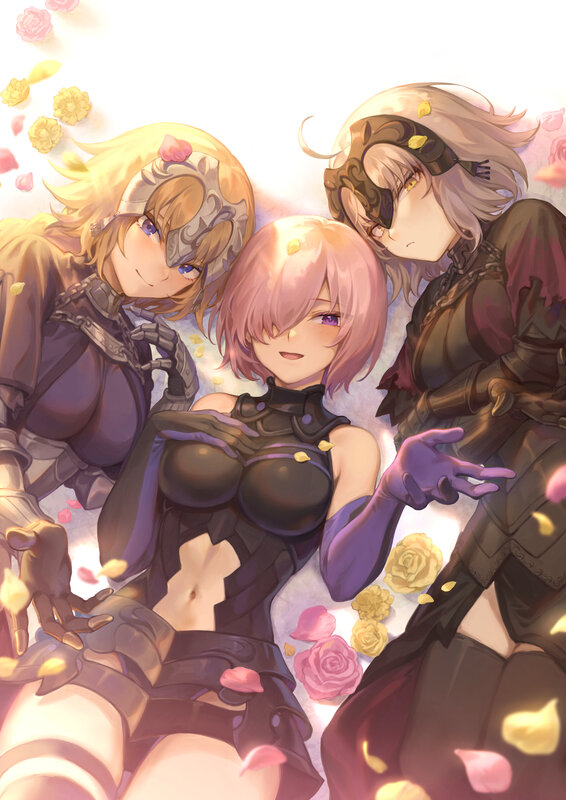 Three Female Characters — Purple, Peaceful