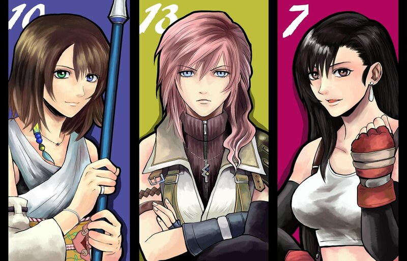 Three Female Characters — Purple, Serious