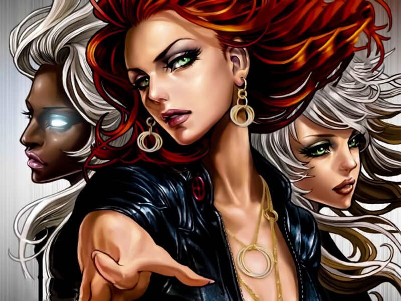 Three Female Characters — Red, Dramatic