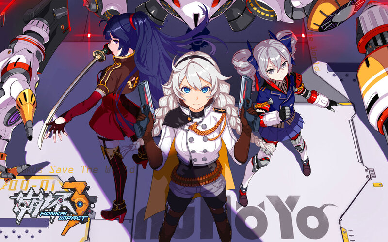 Three Female Characters — White, Dramatic, Anime, Swords