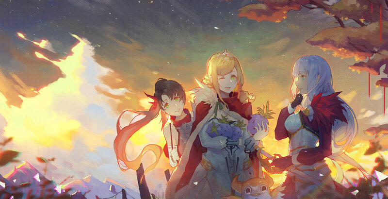 Three Female Characters — Yellow, Dramatic