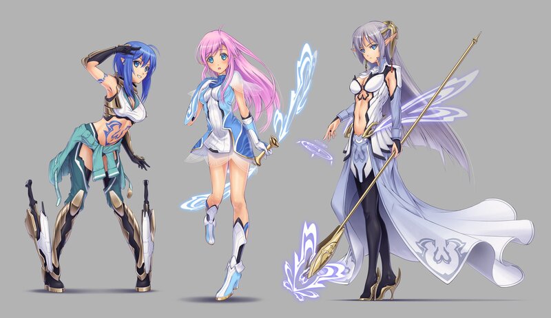 Three Female Fantasy Characters — Blue, Dynamic