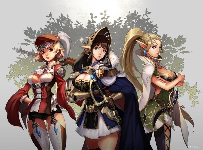 Three Female Fantasy Characters — White