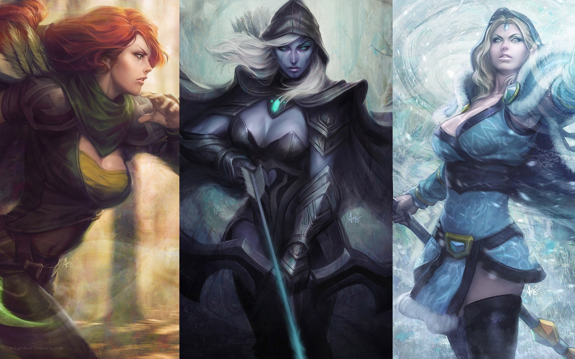 Three female fantasy characters