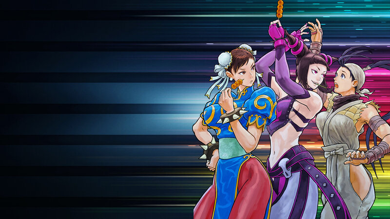 Three Female Fighters — Blue, Dynamic