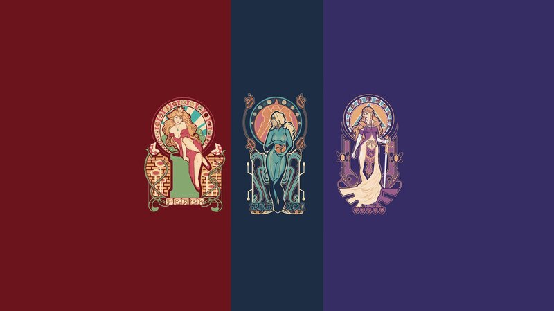three female figures in art nouveau style