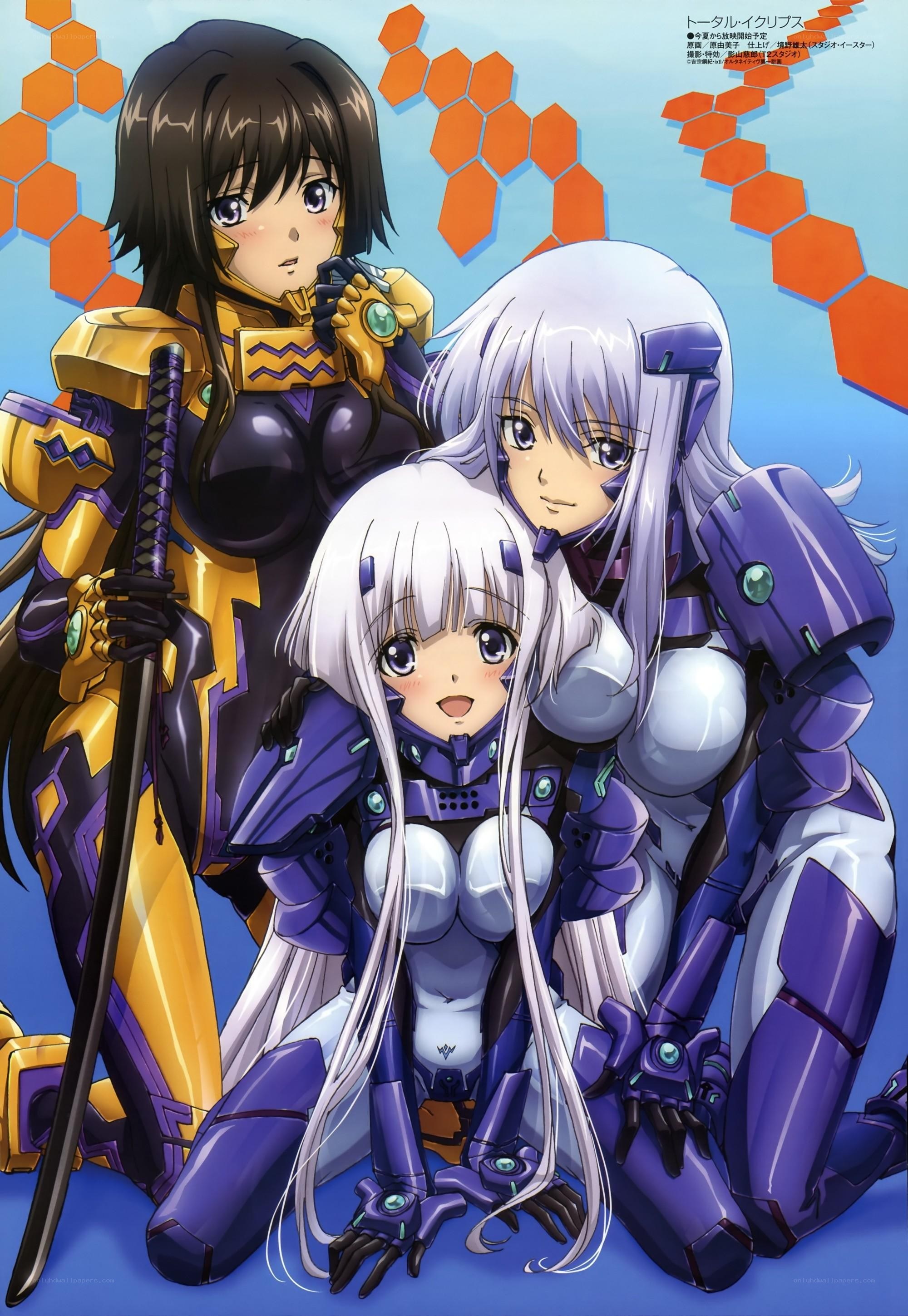 Three female mecha pilots