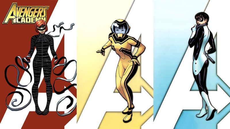 Three Female Superheroes — Red, Dynamic, Comic