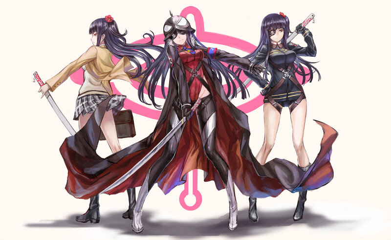 Three Female Warriors — Black, Dramatic, Anime
