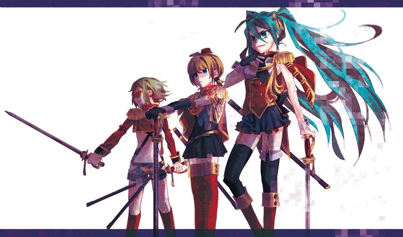 Three Female Warriors — Blue, Dramatic, Anime, Swords