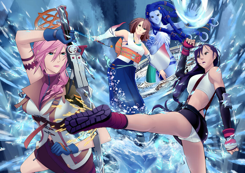 Three Female Warriors — Blue