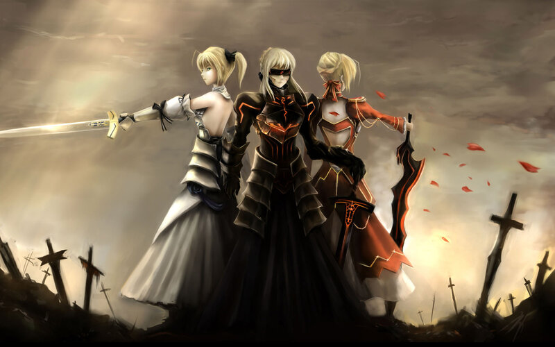 Three Female Warriors — Gray, Dramatic, Sunset