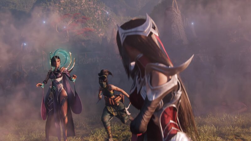Three Female Warriors in Mist