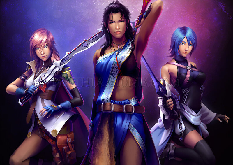 Three Female Warriors — Purple, Dramatic, Night