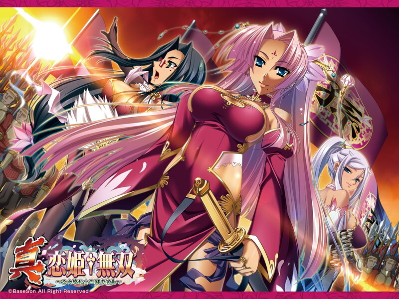 Three Female Warriors — Purple, Dramatic, Sunset, Anime, Swords