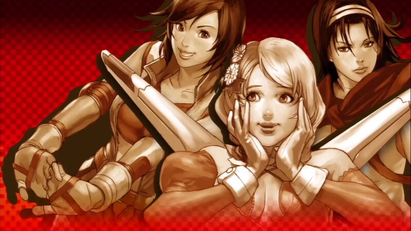 Three Female Warriors — Red, Dramatic, Manga
