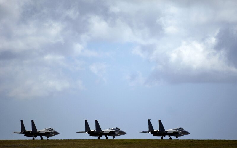 Three Fighter Jets — Blue, Dramatic