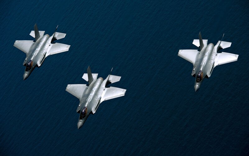 Three Fighter Jets — Blue