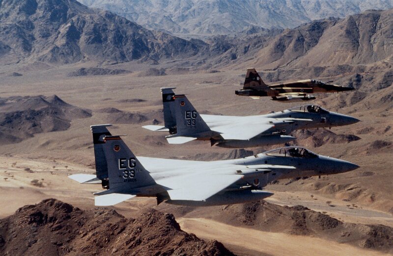 Three Fighter Jets Flying — Gray, Dramatic