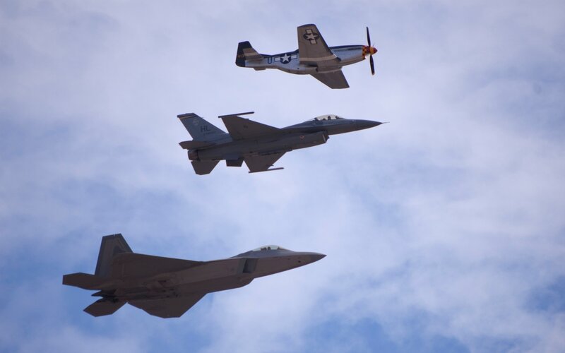 Three Fighter Jets in Formation — Dynamic
