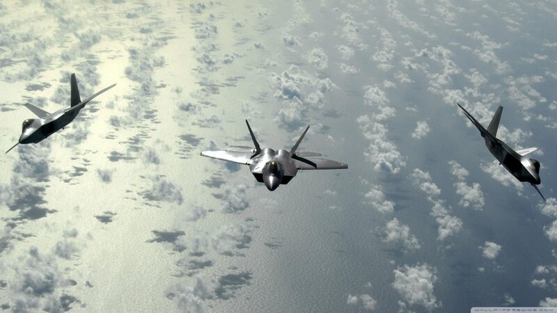 Three Fighter Jets in Formation — Gray, Dramatic, 3d Render, Aircraft