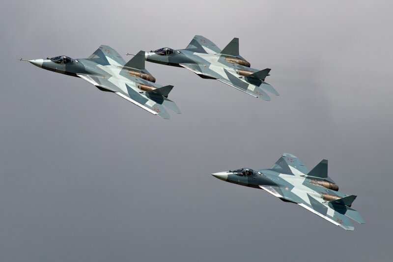 Three Fighter Jets in Formation — Gray, Dramatic, Photograph