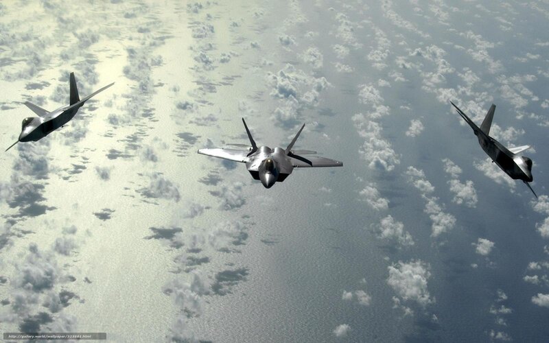 Three Fighter Jets in Formation — Gray, Dramatic