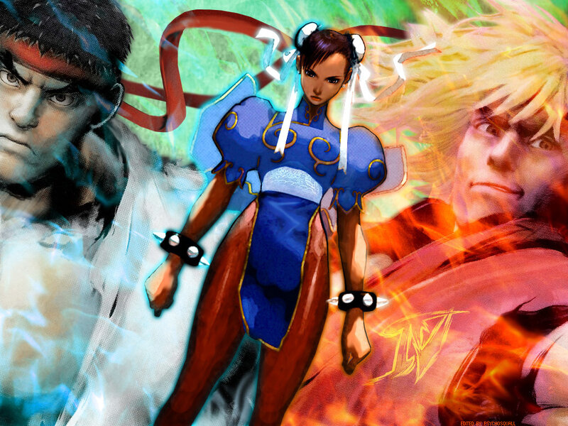 Three Fighters in Action — Blue, Dramatic