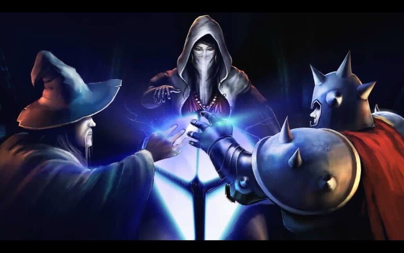 Three Figures Casting Spell