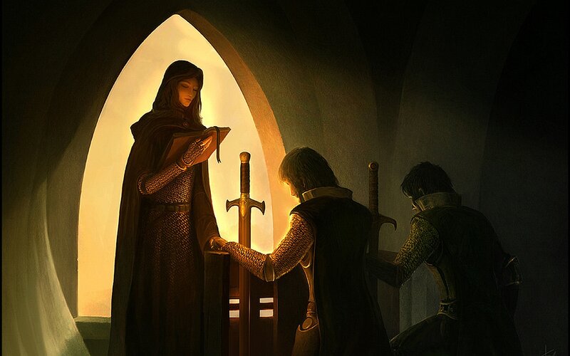 Three Figures in a Ceremony