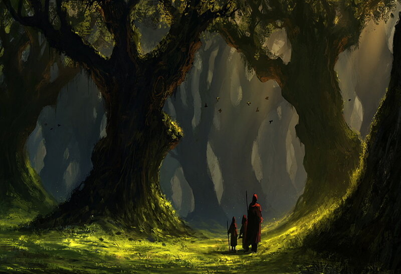 Three Figures in a Forest