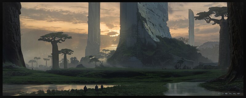 Three Figures in a Landscape — Green
