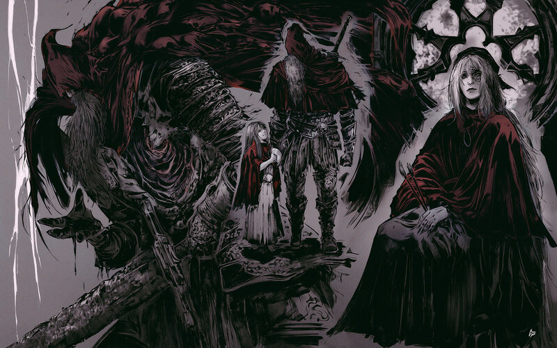 Three Figures in Dark Cloaks — Black, Dramatic, Ominous