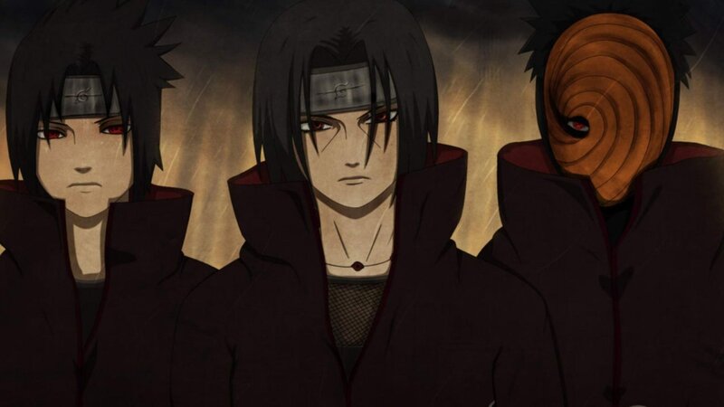 Three Figures in Dark Cloaks — Black