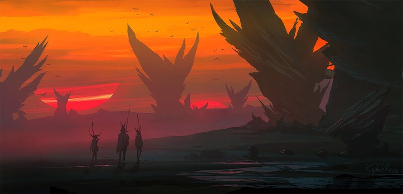 Three Figures in Desert